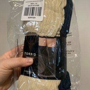 NWT- Torrid over the knee knit socks- 2 pairs, beige & navy